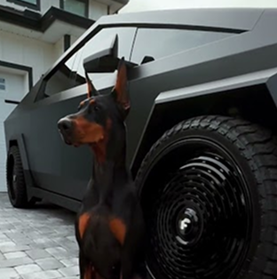 Dobie with a Cybertruck