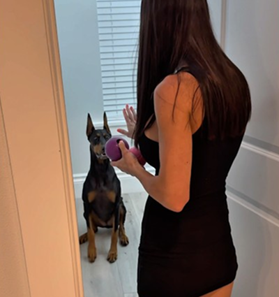 Playing Hide and seek with my Doberman