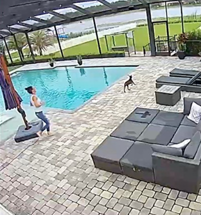 Chase around the pool