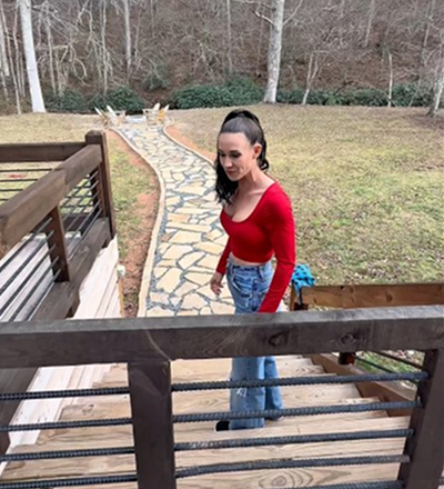 Racing my Doberman. She’s so fast