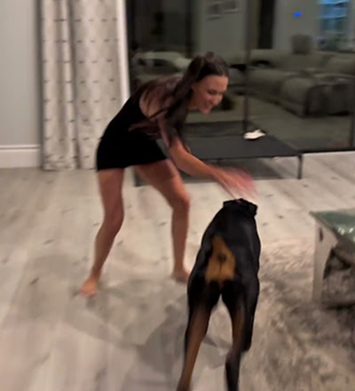 Playing catch with my dog